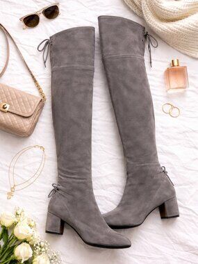 Tory Burch Gray Suede Over-the-Knee Boots (Size 6.5) 🤍